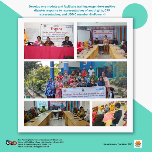 Develop one module and facilitate training on gender-sensitive disaster response to representatives of youth girls, CPP representatives, and UDMC member-EmPower-II